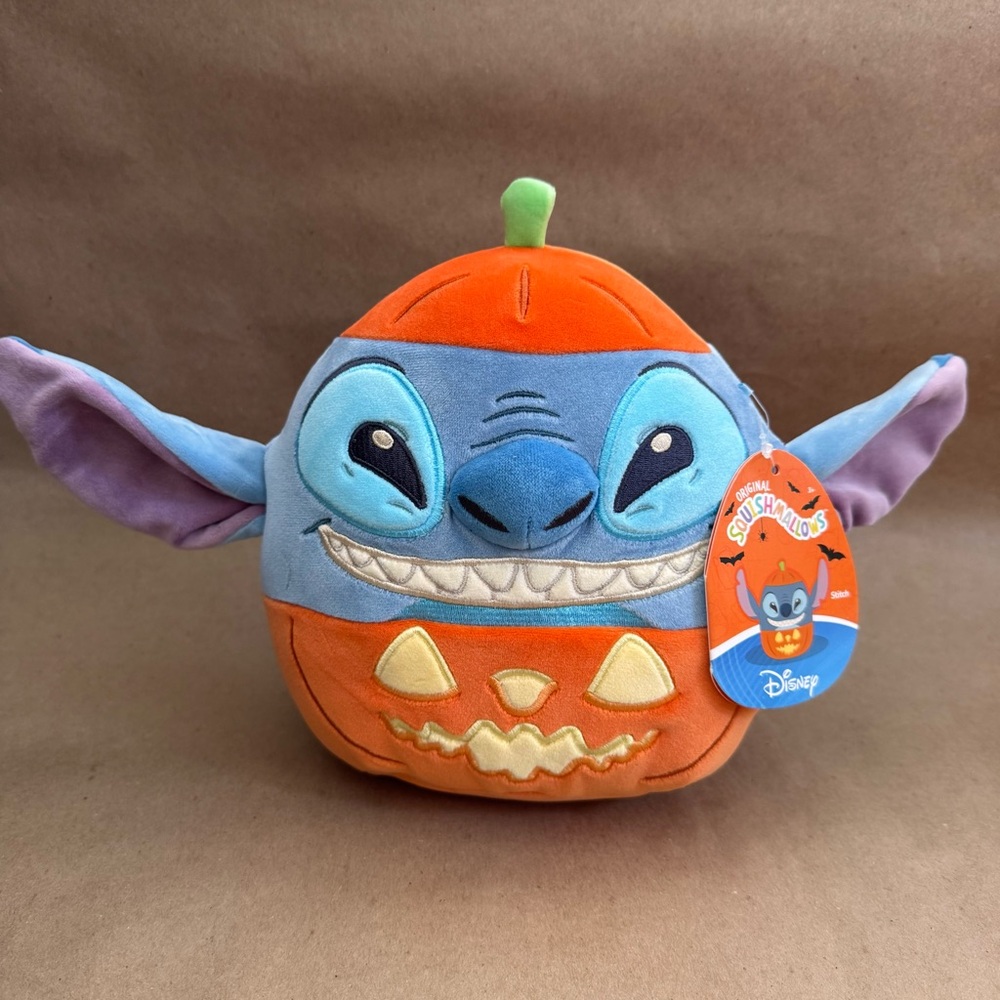 Squishmallows 8-Inch Disney Halloween Stitch in Pumpkin plush